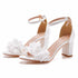 Elegant Floral Buckle Strap Heeled Sandals for Women's Wedding and Party Wear